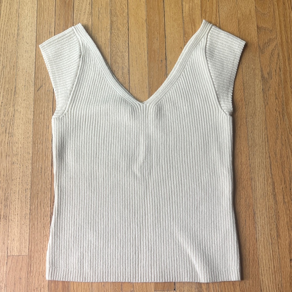 Mara Hoffman Double V Ribbed Knit Top - Cream